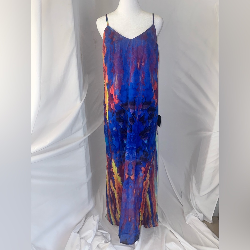 Vibrant Multicolor Spaghetti Adjustable Strap Dress